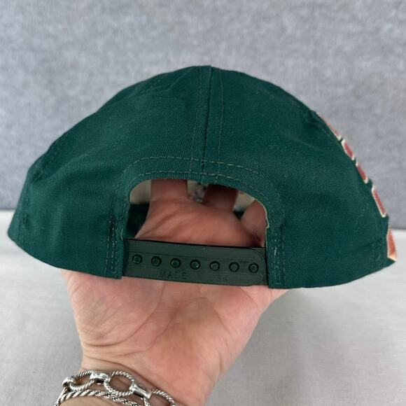 VTG Miami Canes Snapback Hurricanes Cap 90s USA Made Embroidered Green Orange - Picture 5 of 11